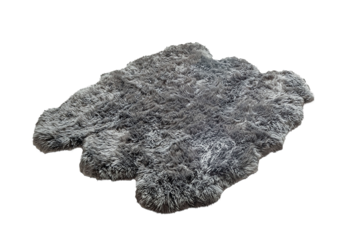 476623 5 x 6 ft. Black Wool Sheepskin Handmade Area Rug