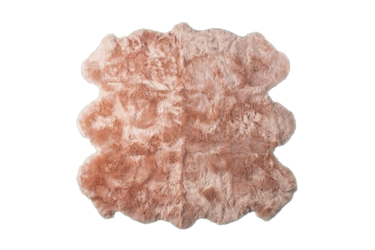 5 x 6 ft. Wool Sheepskin Handmade Area Rug, Pink