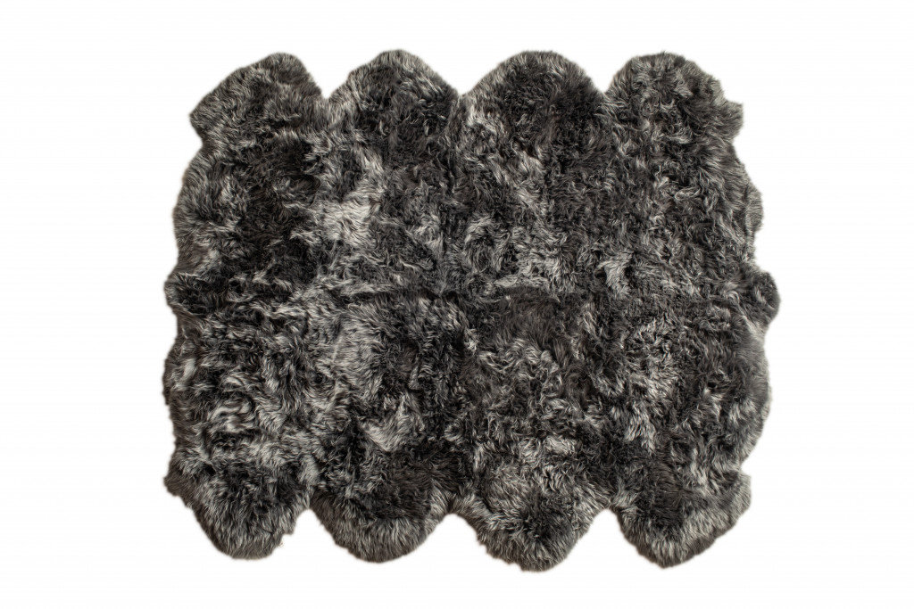 6 x 6 ft. Wool Sheepskin Handmade Area Rug, Grey