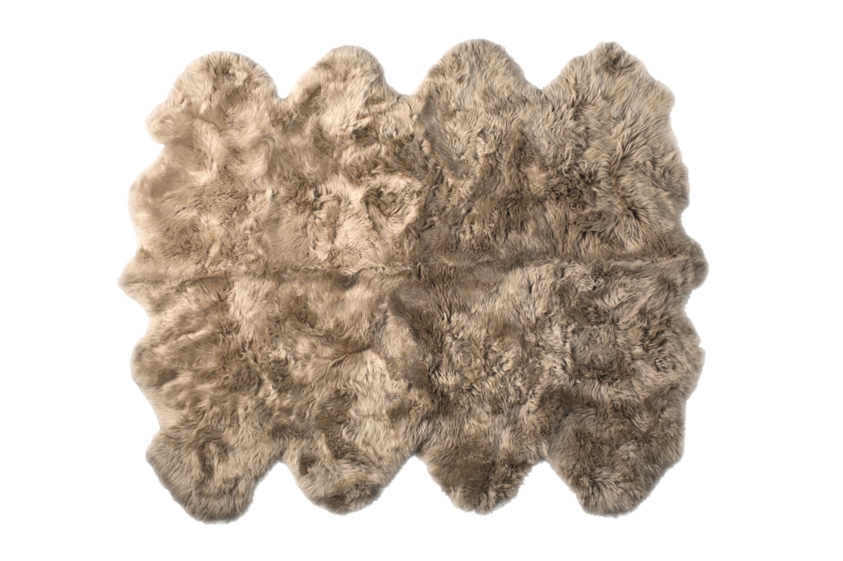 Picture of HomeRoots 476630 6 x 6 ft. Wool Sheepskin Handmade Novelty Area Rug&#44; Taupe