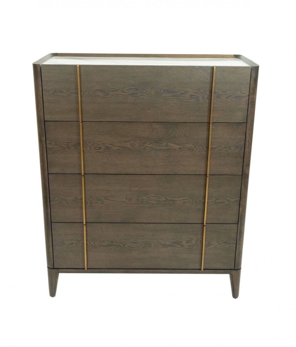 47.2 x 39.3 x 17.7 in. Dark Brown & gold Solid Wood Four Drawers Standard Dresser -  Gfancy Fixtures, GF3110457