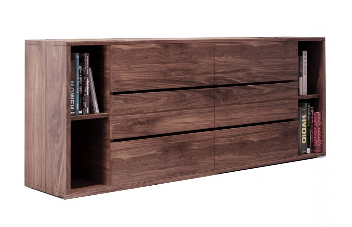 28 x 63 x 18 in. Walnut Solid Wood Six Drawers Double Dresser
