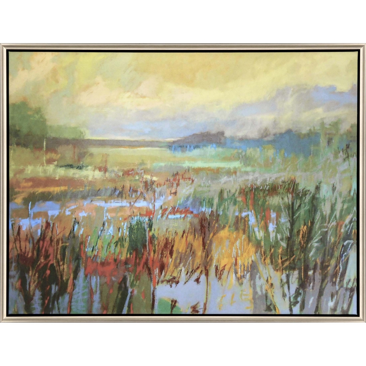 38 x 50 x 3 in. Marsh In May Canvas Silver Floater Frame Print Wall Art