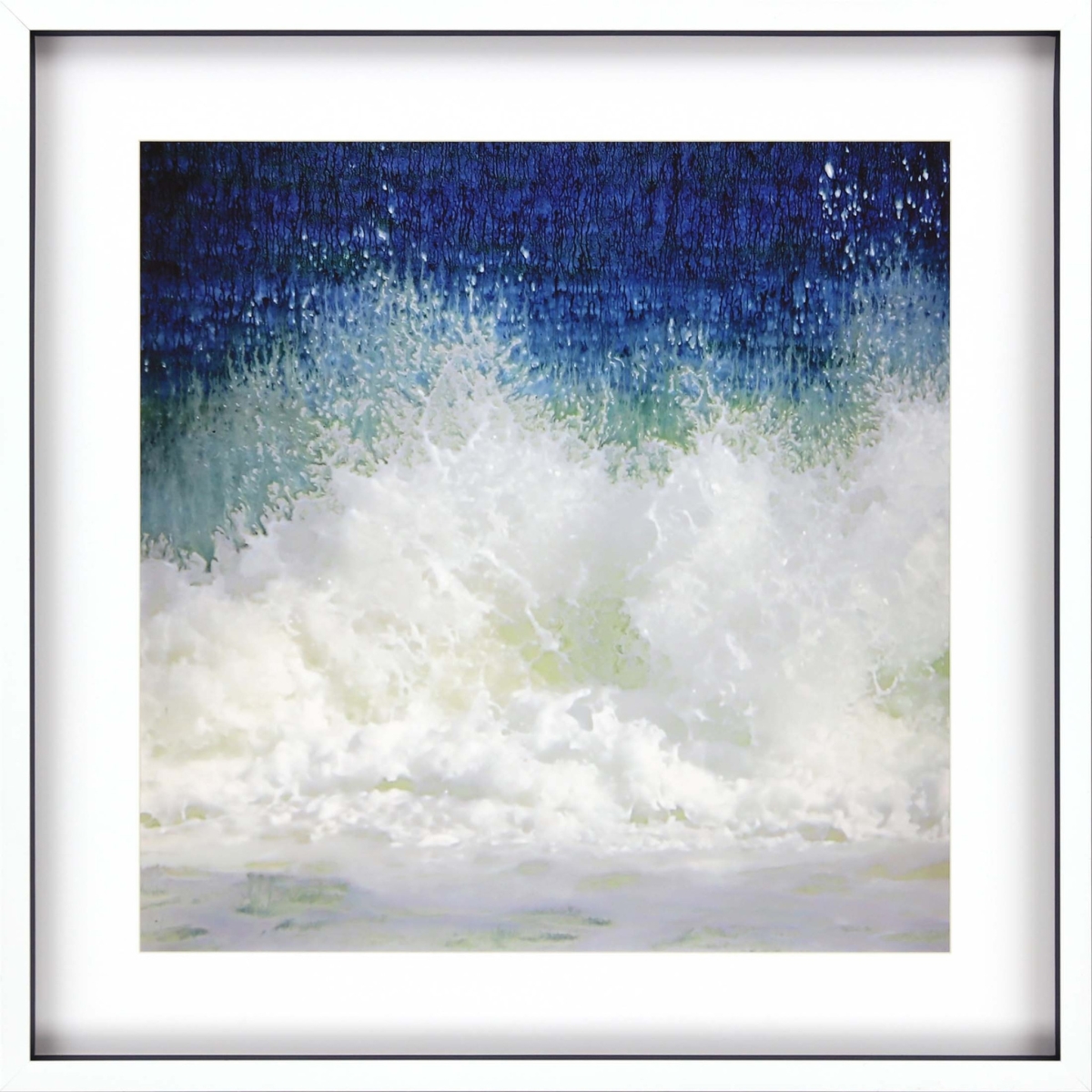 42 x 42 x 3 in. Blue Waves Splash White Picture Frame Print Wall Art
