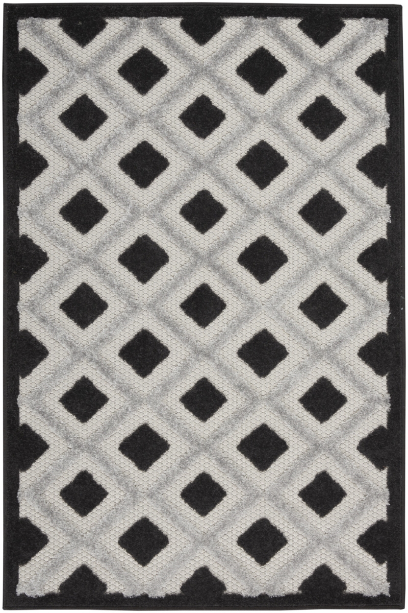 3 x 4 ft. Black & White Gingham Non Skid Indoor & Outdoor Rectangle Area Rug - Black and White - 3 x 4 ft.
