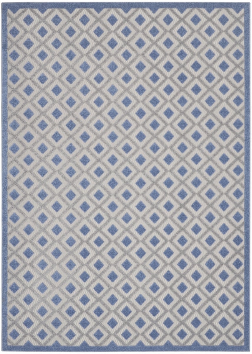 479428 12 x 15 ft. Gingham Non Skid Indoor & Outdoor Rectangle Area Rug, Blue & Grey