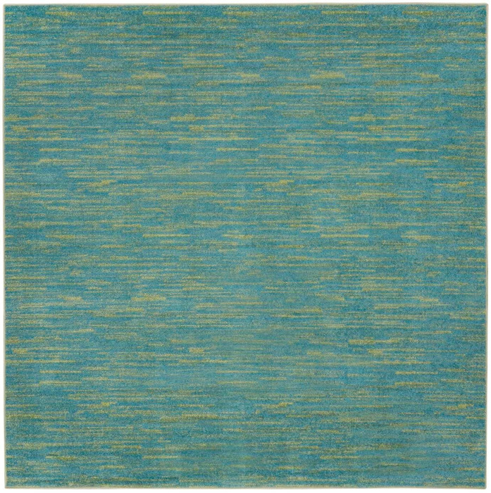 479456 7 x 7 ft. Blue & Green Striped Non Skid Indoor & Outdoor Square Area Rug