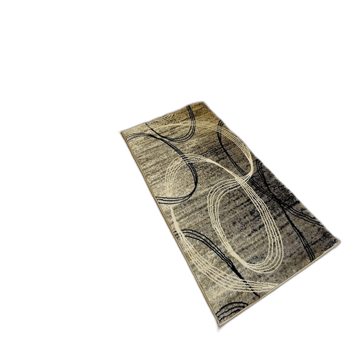 487643 3 x 13 ft. Abstract Power Loom Rectangle Stain Resistant Area Rug, Grey