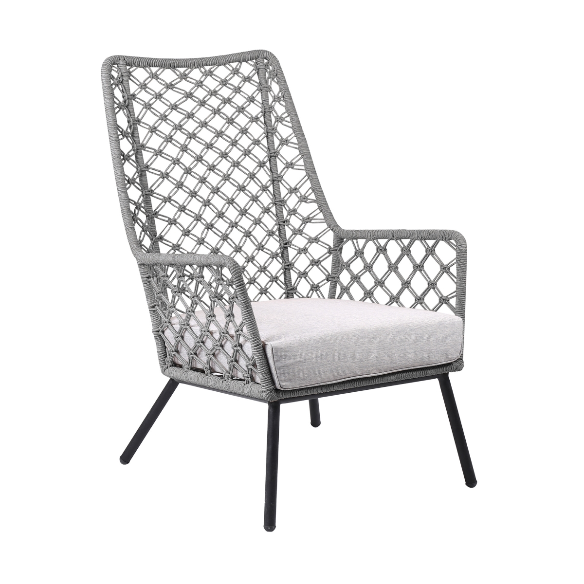 Gray & Black Metal Side Chair with Cushion
