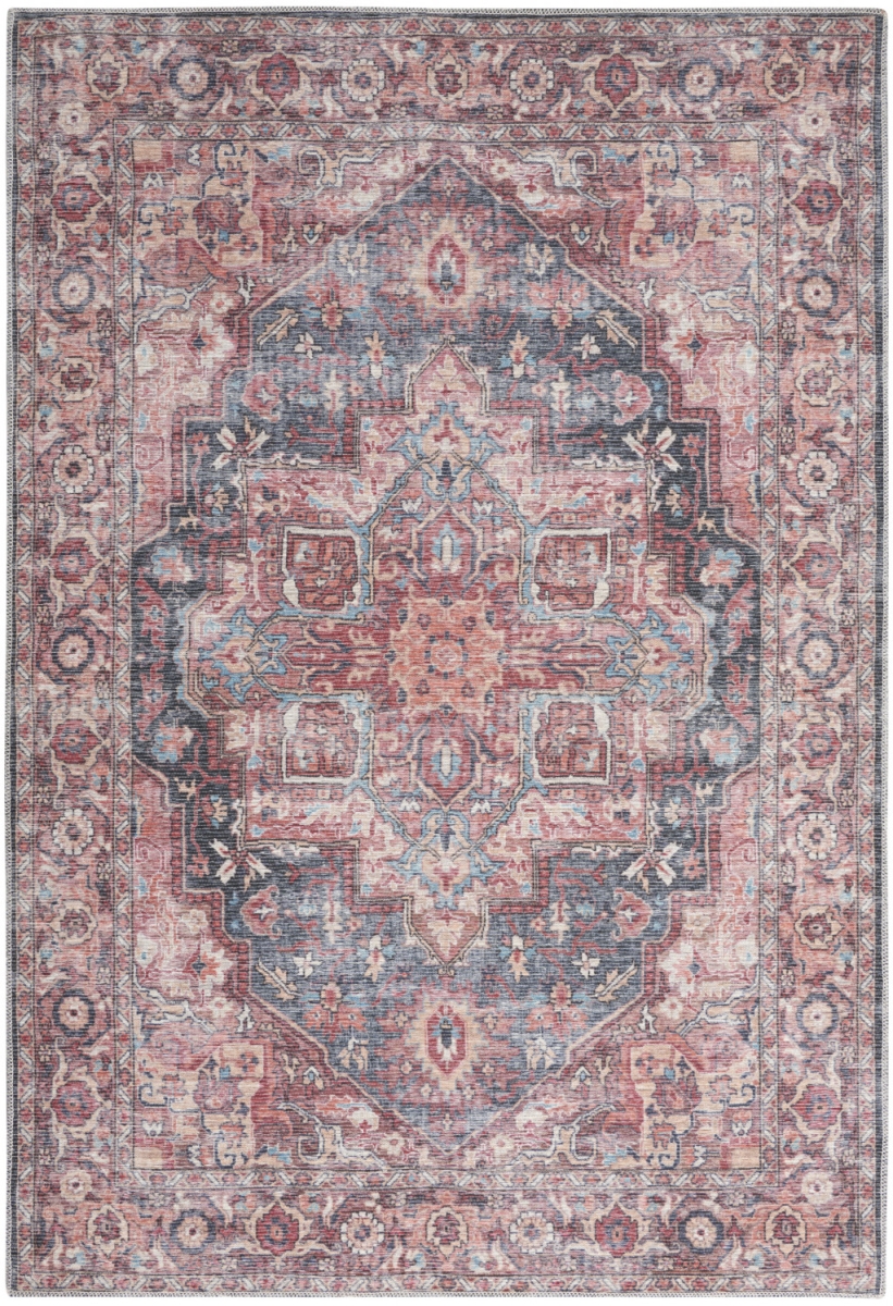 6 x 9 ft. Multicolor Medallion Distressed Washable Rectangle Area Rug - Multicolor - 6 x 9 ft.