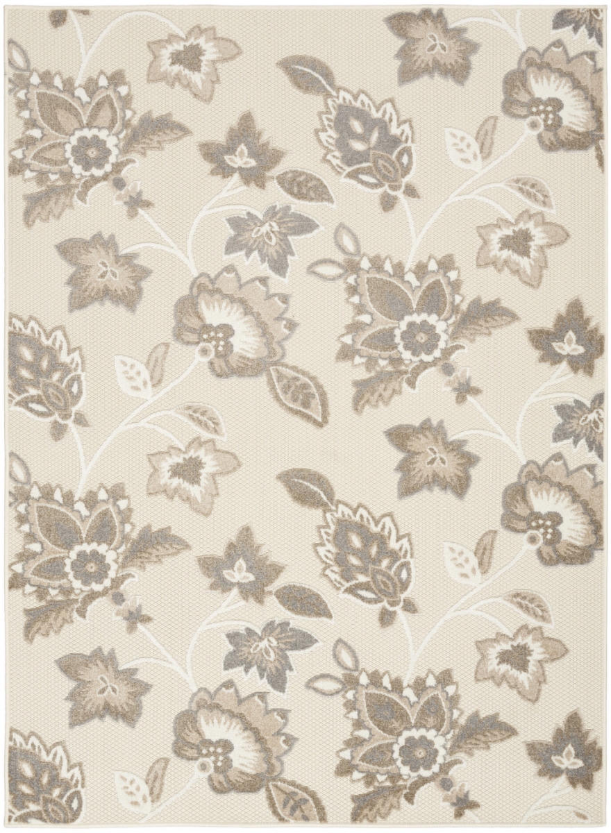 505607 6 x 9 ft. Beige Floral Stain Resistant Non Skid Rectangle Area Rug