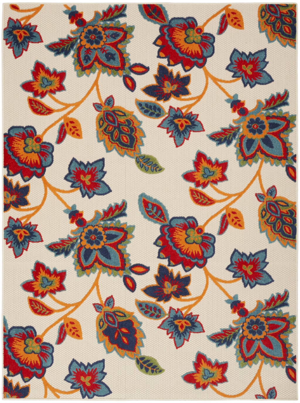 6 x 9 ft. Multicolor Floral Stain Resistant Non Skid Rectangle Area Rug