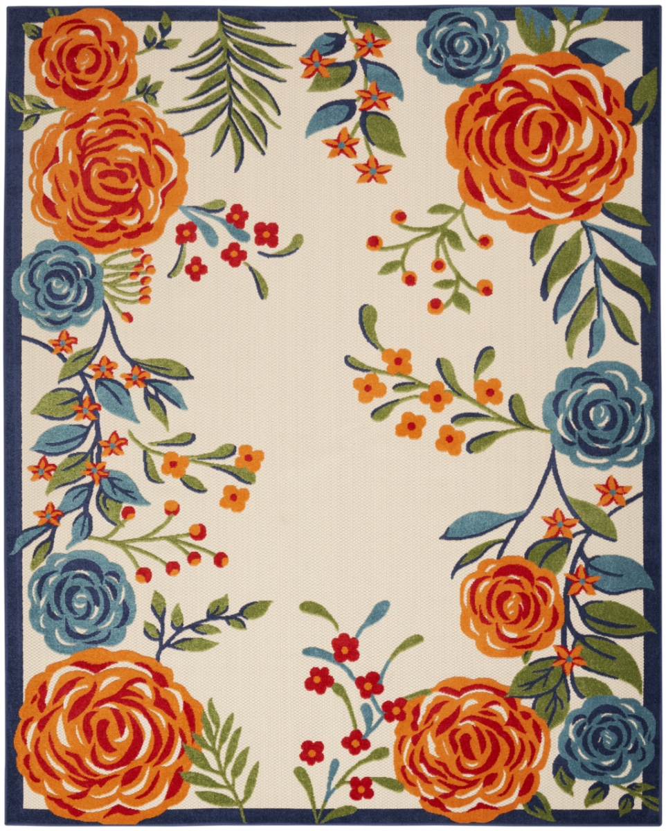 5 x 8 ft. Floral Stain Resistant Non Skid Rectangle Area Rug - Multi Color