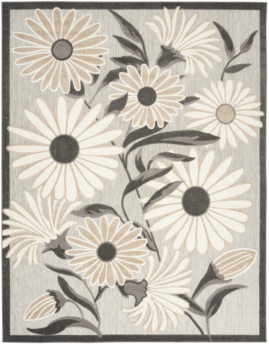 8 x 11 ft. Floral Stain Resistant Non Skid Rectangle Area Rug - Beige
