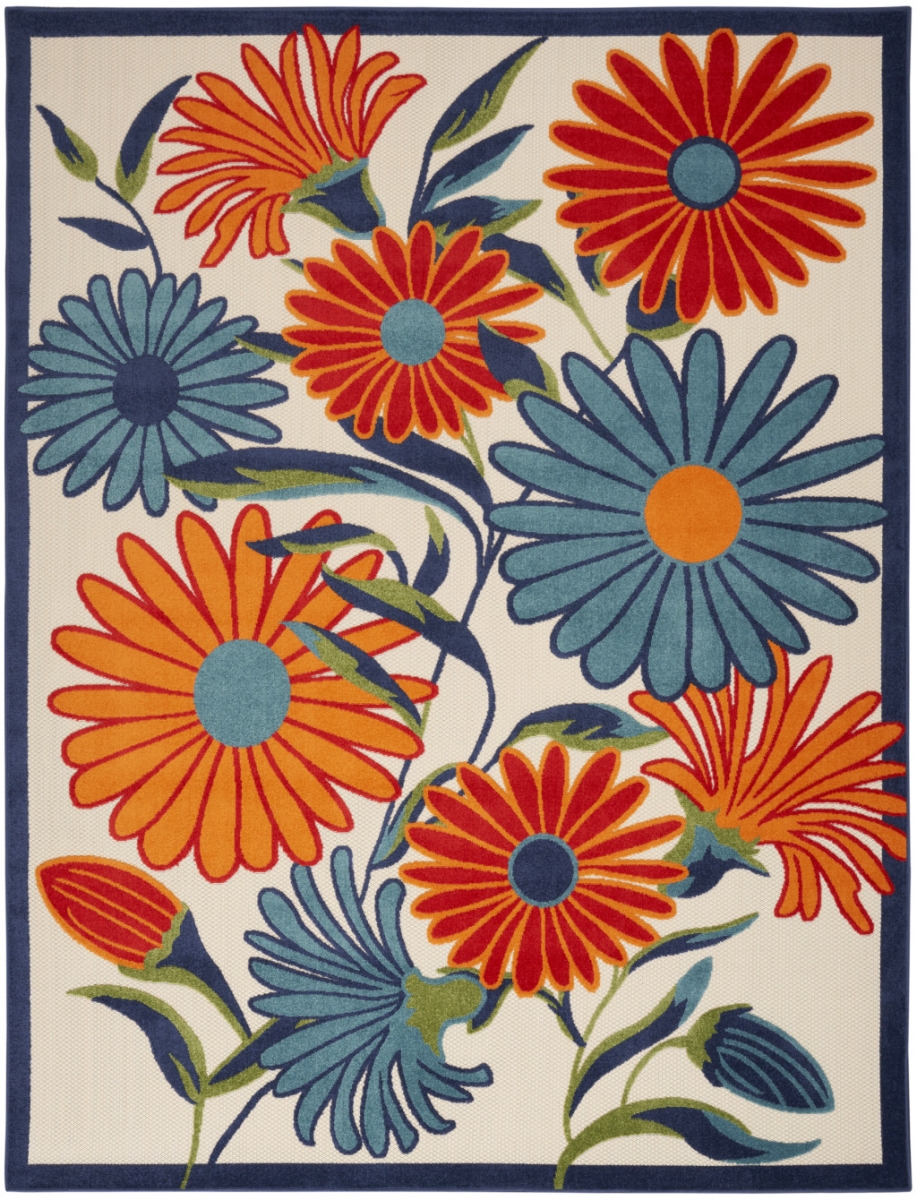 Floral Stain Resistant Non Skid Rectangle Area Rug - Multi Color - 5 x 8 ft.