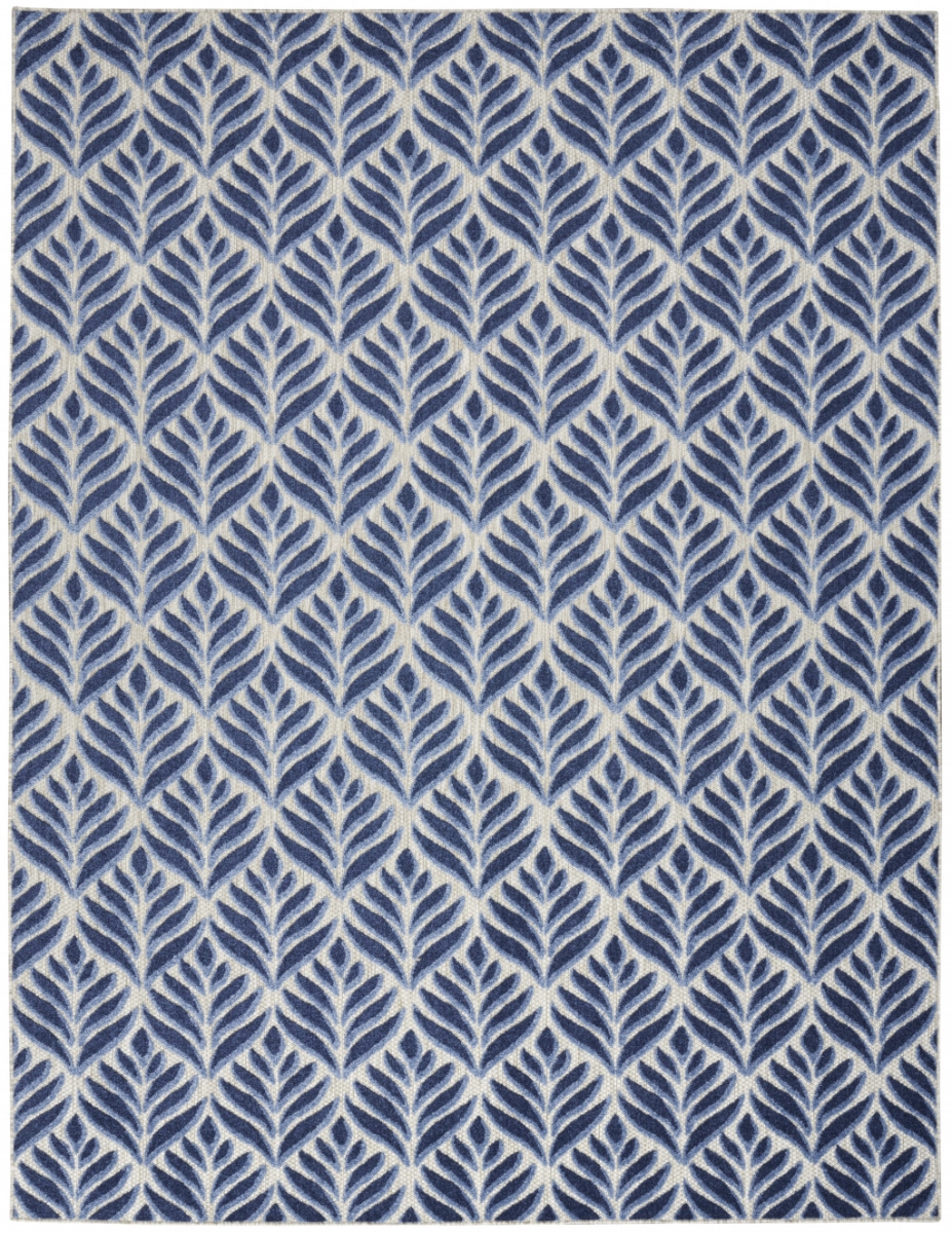 5 x 8 ft. Blue Floral Stain Resistant Non Skid Rectangle Area Rug - Blue - 5 x 8 ft.