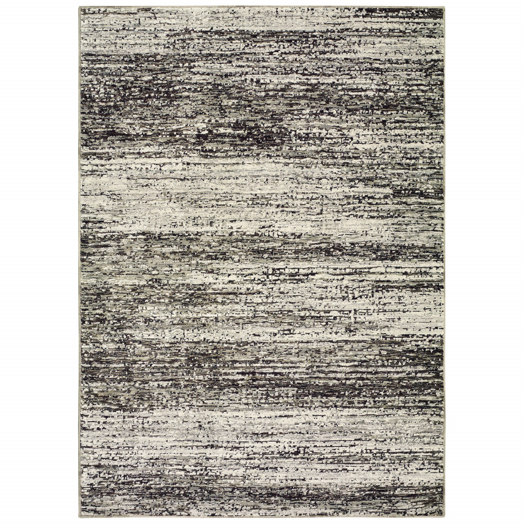 2 x 3 ft. Charcoal Gray Silver & Ivory Abstract Power Loom Stain Resistant Rectangle Area Rug - Gray and Ivory - 2 x 3 ft.