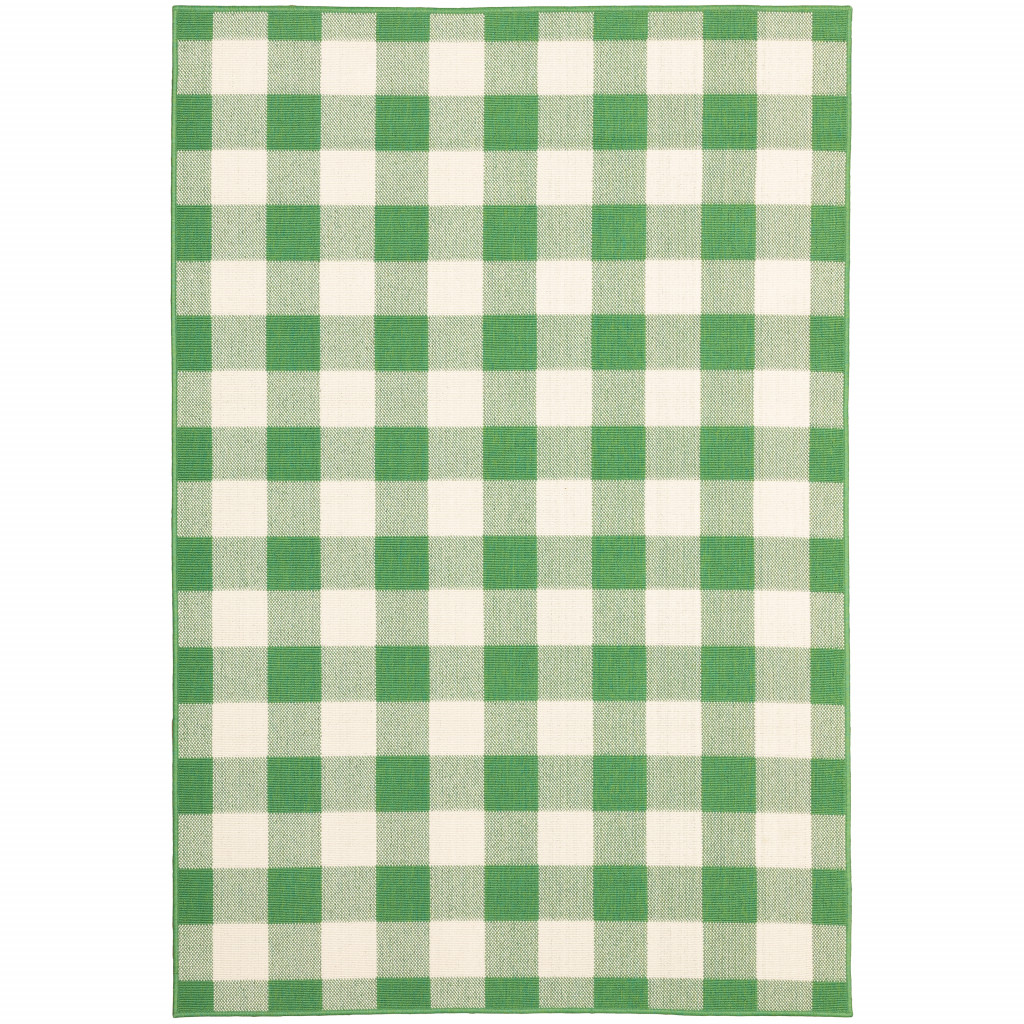 8 x 11 ft. Green Geometric Stain Resistant Indoor & Outdoor Rectangle Area Rug