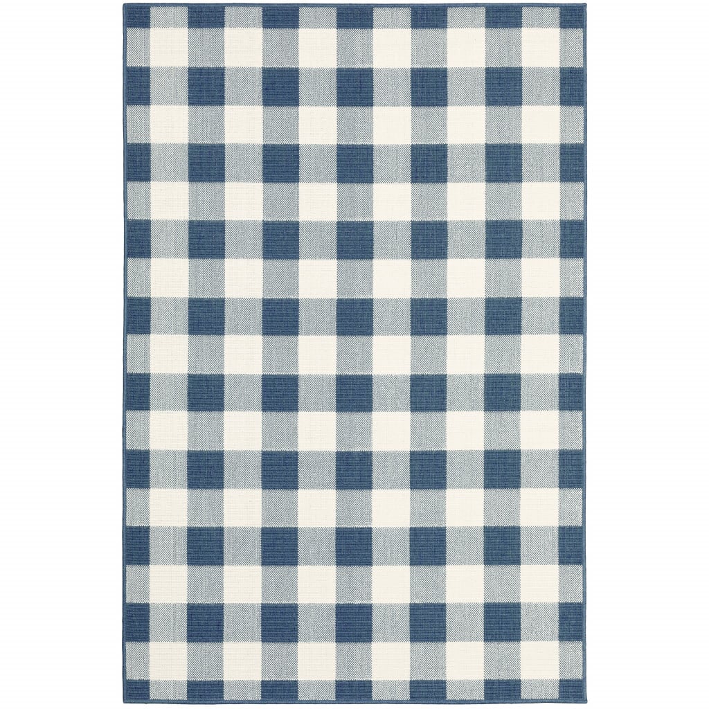 2 x 3 ft. Blue Geometric Stain Resistant Indoor & Outdoor Rectangle Area Rug - Blue - 2 x 3 ft.