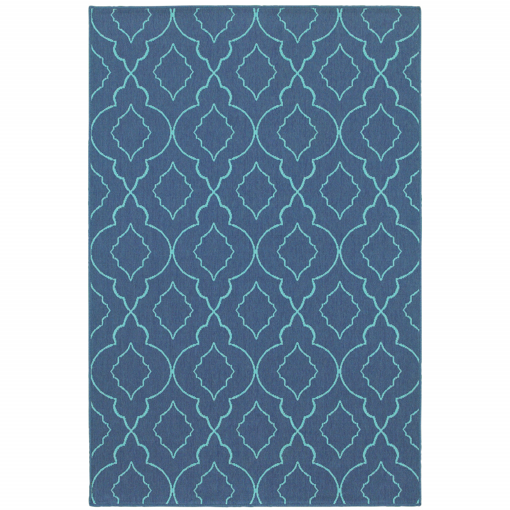 4 x 6 ft. Navy Geometric Stain Resistant Indoor & Outdoor Rectangle Area Rug - Blue - 4 x 6 ft.