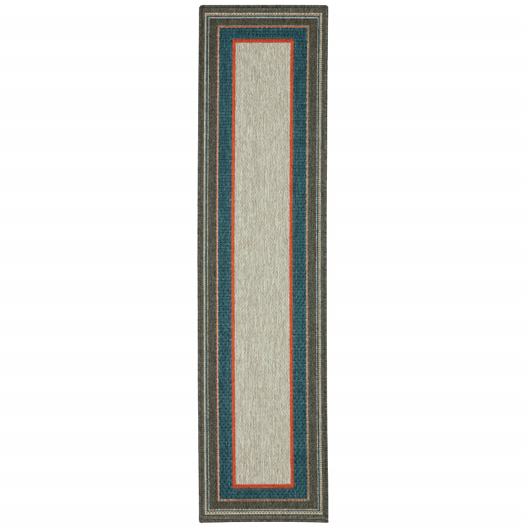507670 2 x 8 ft. Gray Stain Resistant Indoor & Outdoor Rectangle Area Rug
