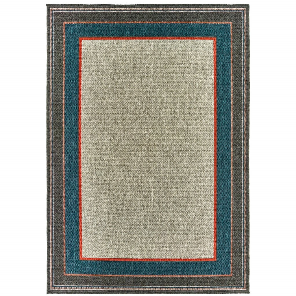 10 x 13 ft. Gray Stain Resistant Indoor & Outdoor Rectangle Area Rug - Blue and Gray - 0.11in. H x 118.11in. W x 153.54in. D - 50 lbs