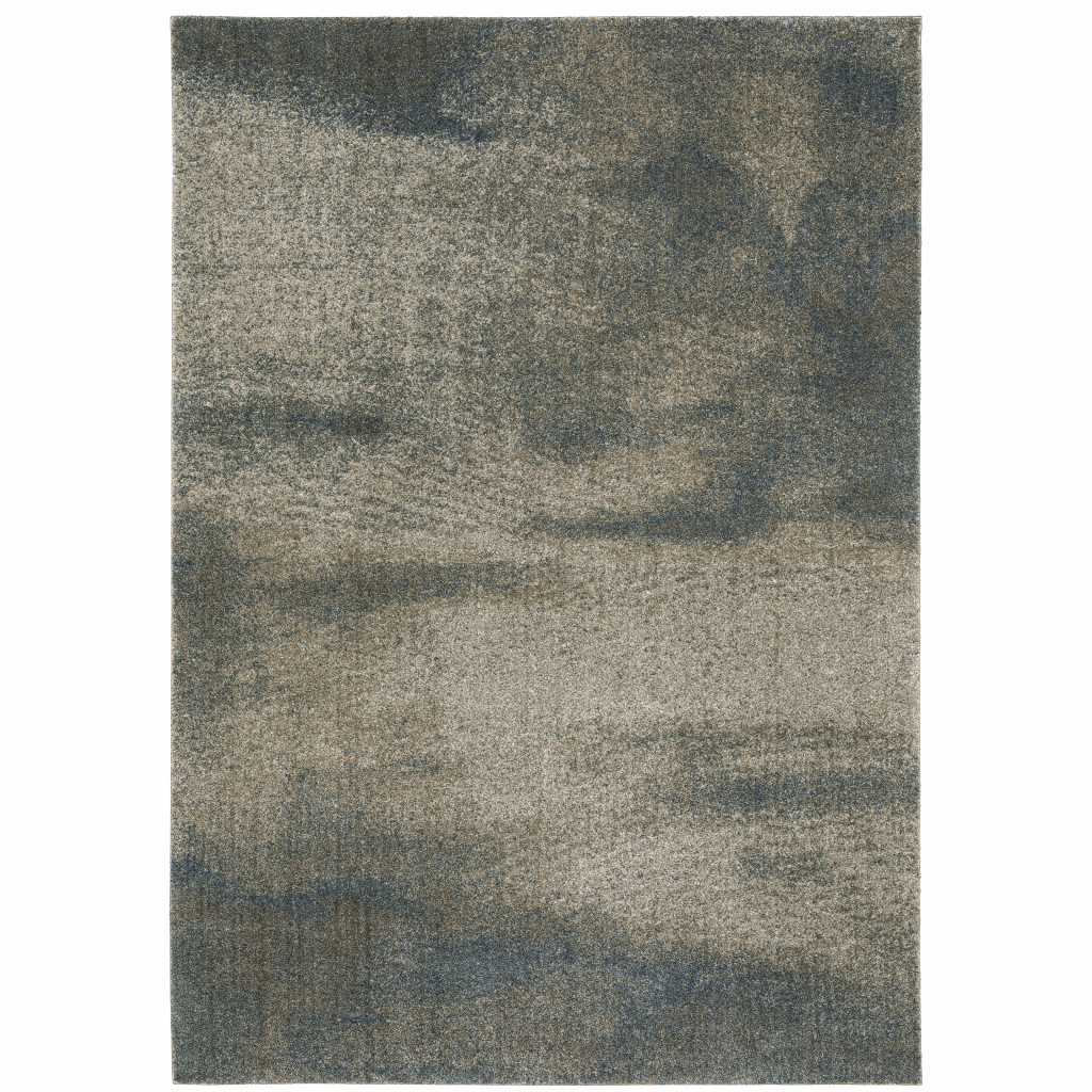 508124 10 x 13 ft. Gray & Teal Blue Abstract Power Loom Stain Resistant Rectangle Area Rug