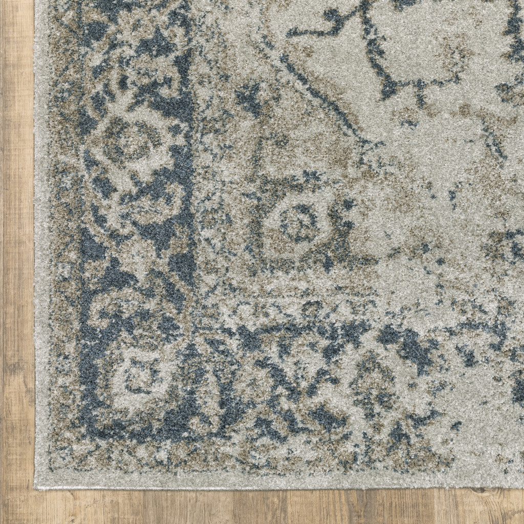 508166 10 x 13 ft. Gray Blue & Teal Oriental Power Loom Stain Resistant Rectangle Area Rug