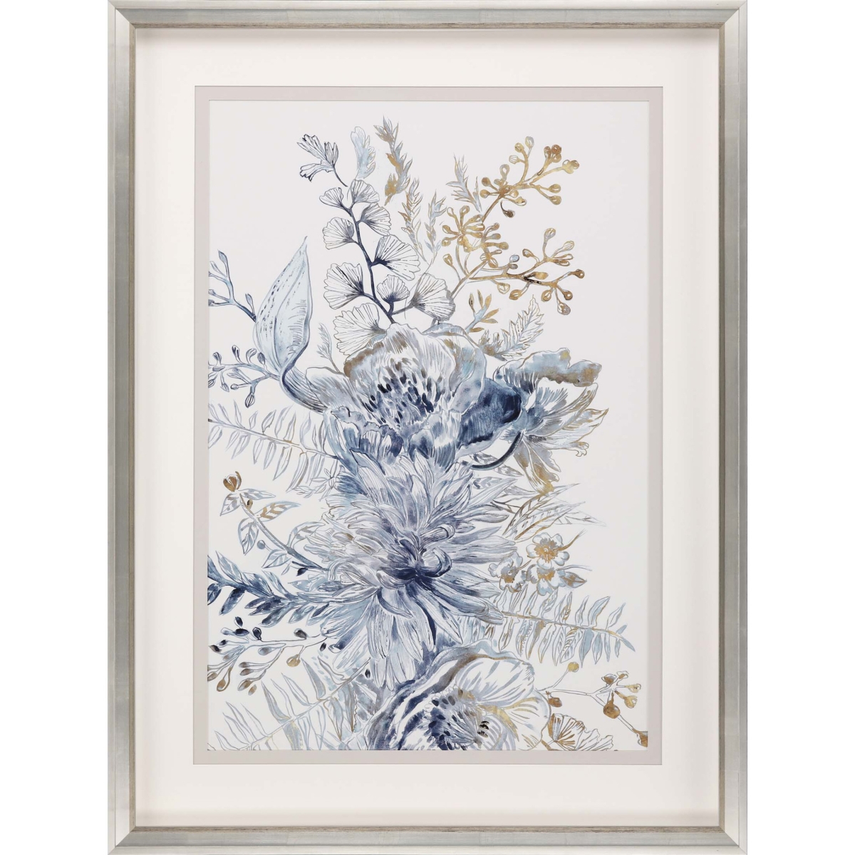 474081 47 x 35 x 3 in. Royal Blue I Framed Art Silver Picture Frame Print Wall Art