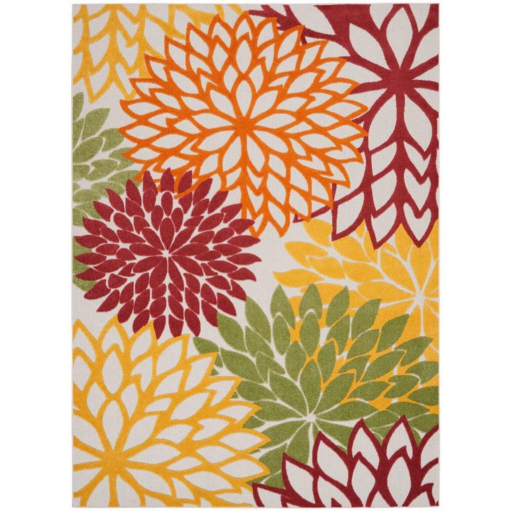 12 x 15 ft. Red Floral Non Skid Indoor & Outdoor Area Rug