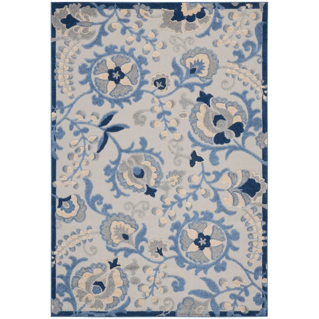 479317 5 x 7 ft. Blue & Gray Toile Non Skid Indoor & Outdoor Rectangle Area Rug