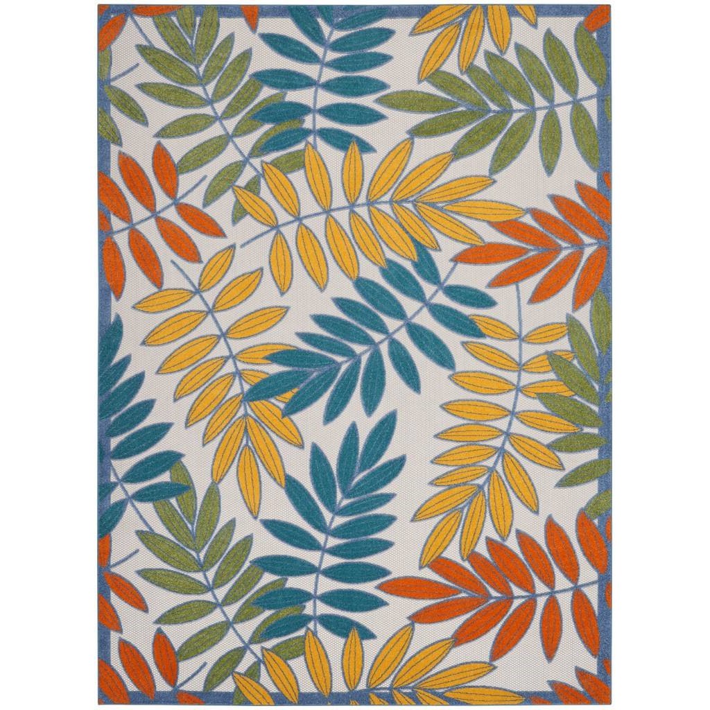 12 x 15 ft. Floral Non Skid Indoor & Outdoor Rectangle Area Rug - Ivory
