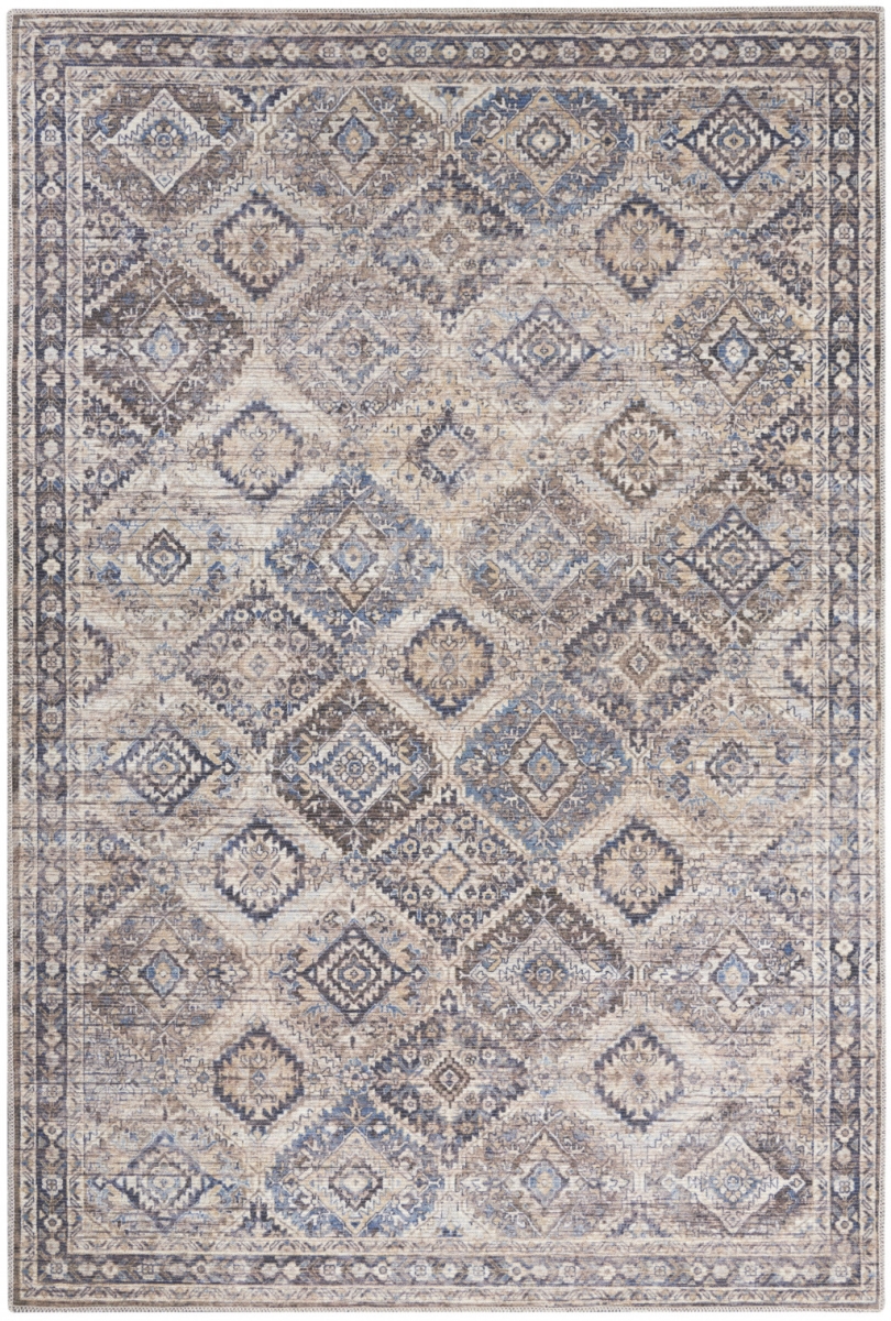 4 x 6 ft. Ivory Latte Oriental Power Loom Distressed Washable Rectangle Area Rug - Ivory Latte - 4 x 6 ft.