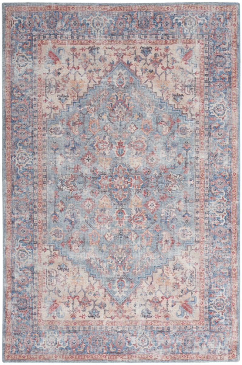 5 x 7 ft. Blue Oriental Power Loom Distressed Washable Rectangle Area Rug - Blue - 5 x 7 ft.