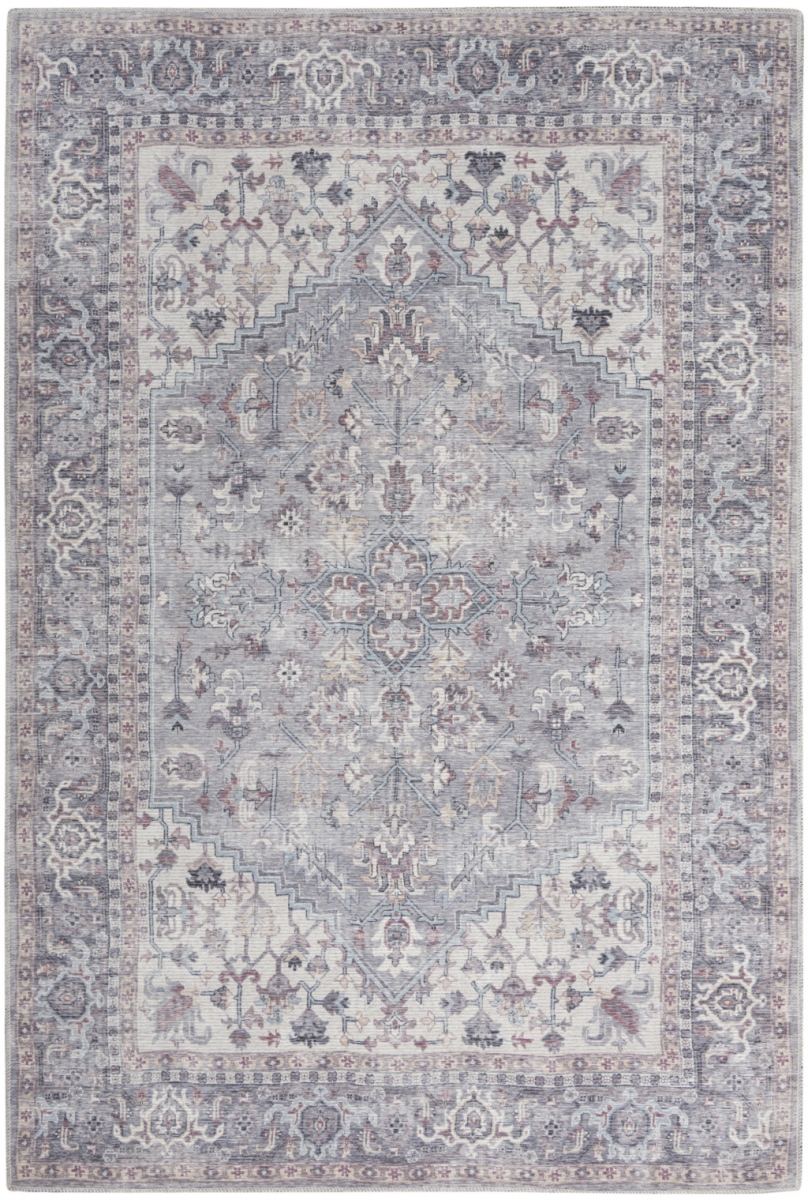 480376 4 x 6 ft. Gray Oriental Power Loom Distressed Washable Rectangle Area Rug