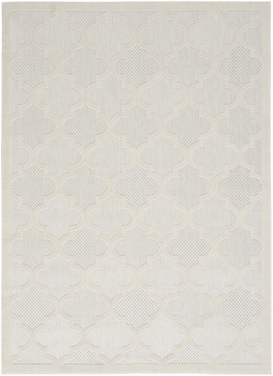 480399 5 x 7 ft. Ivory & White Ikat Indoor & Outdoor Rectangle Area Rug