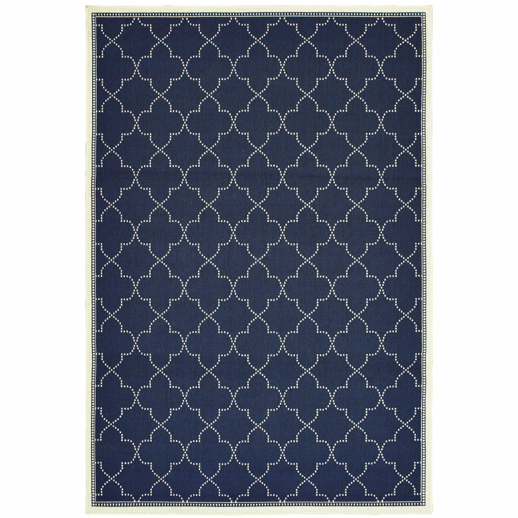 2 x 4 ft. Navy Geometric Stain Resistant Indoor & Outdoor Rectangle Area Rug