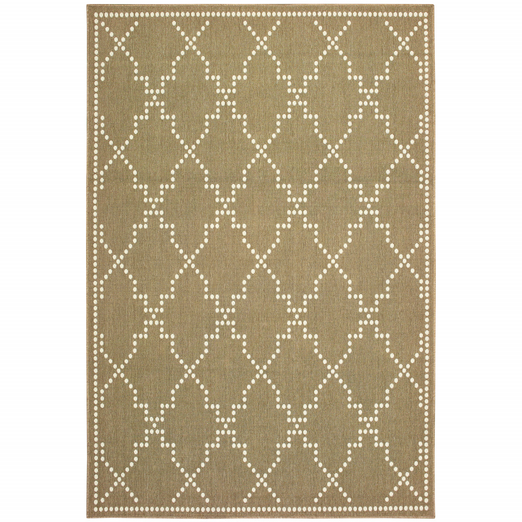 4 x 6 ft. Tan Geometric Stain Resistant Indoor & Outdoor Rectangle Area Rug - Tan - 4 x 6 ft.