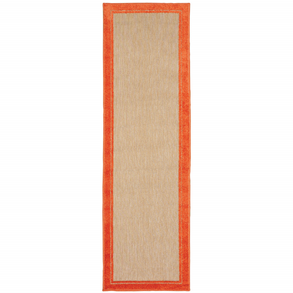 2 x 8 ft. Sand Stain Resistant Indoor & Outdoor Rectangle Area Rug - Orange - 2 x 8 ft.