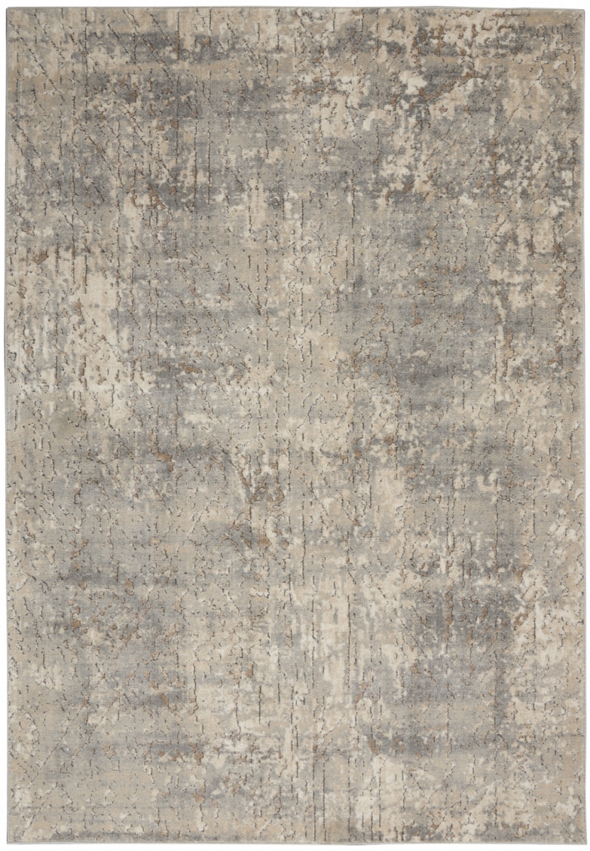 480238 4 x 6 ft. Beige & Gray Abstract Power Loom Non Skid Rectangle Area Rug