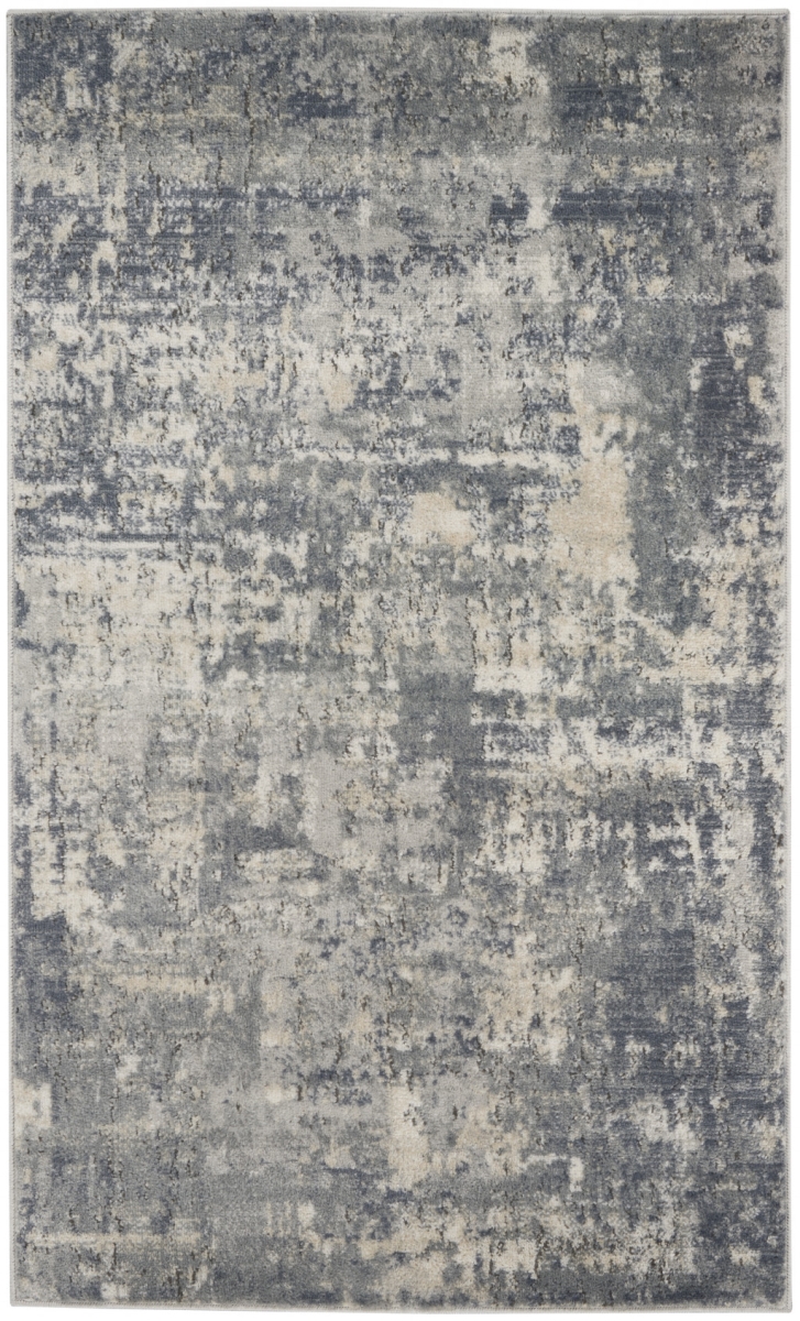 480240 3 x 5 ft. Beige & Gray Abstract Power Loom Non Skid Rectangle Area Rug