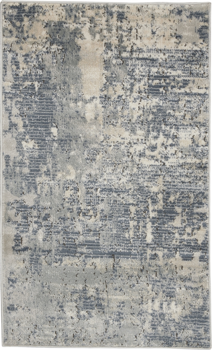 480241 2 x 4 ft. Gray & Beige Abstract Power Loom Non Skid Rectangle Area Rug