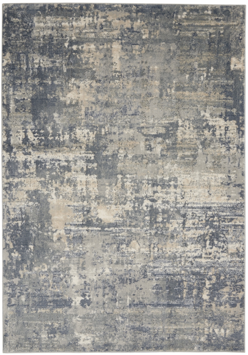480243 4 x 6 ft. Gray & Beige Abstract Power Loom Non Skid Rectangle Area Rug
