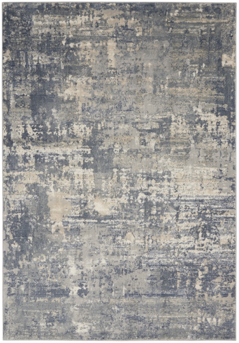 480244 5 x 7 ft. Gray & Beige Abstract Power Loom Non Skid Rectangle Area Rug
