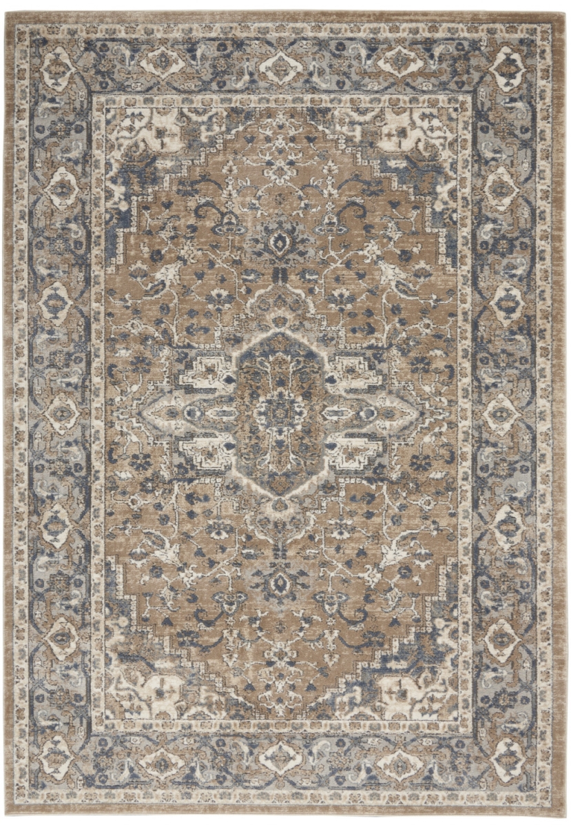 480248 4 x 6 ft. Beige & Gray Oriental Power Loom Non Skid Rectangle Area Rug