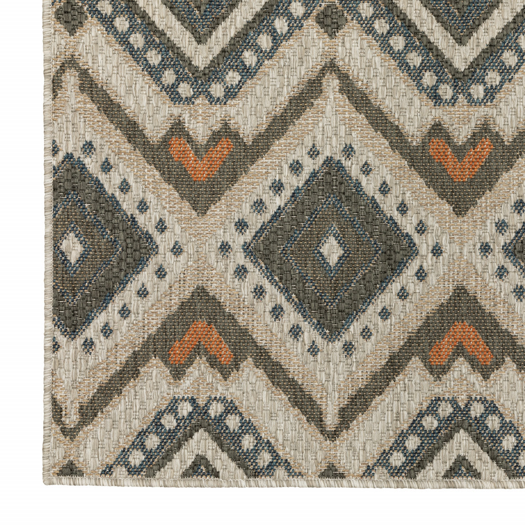 2 x 8 ft. Gray Geometric Stain Resistant Indoor & Outdoor Rectangle Area Rug - Gray - 2 x 8 ft.