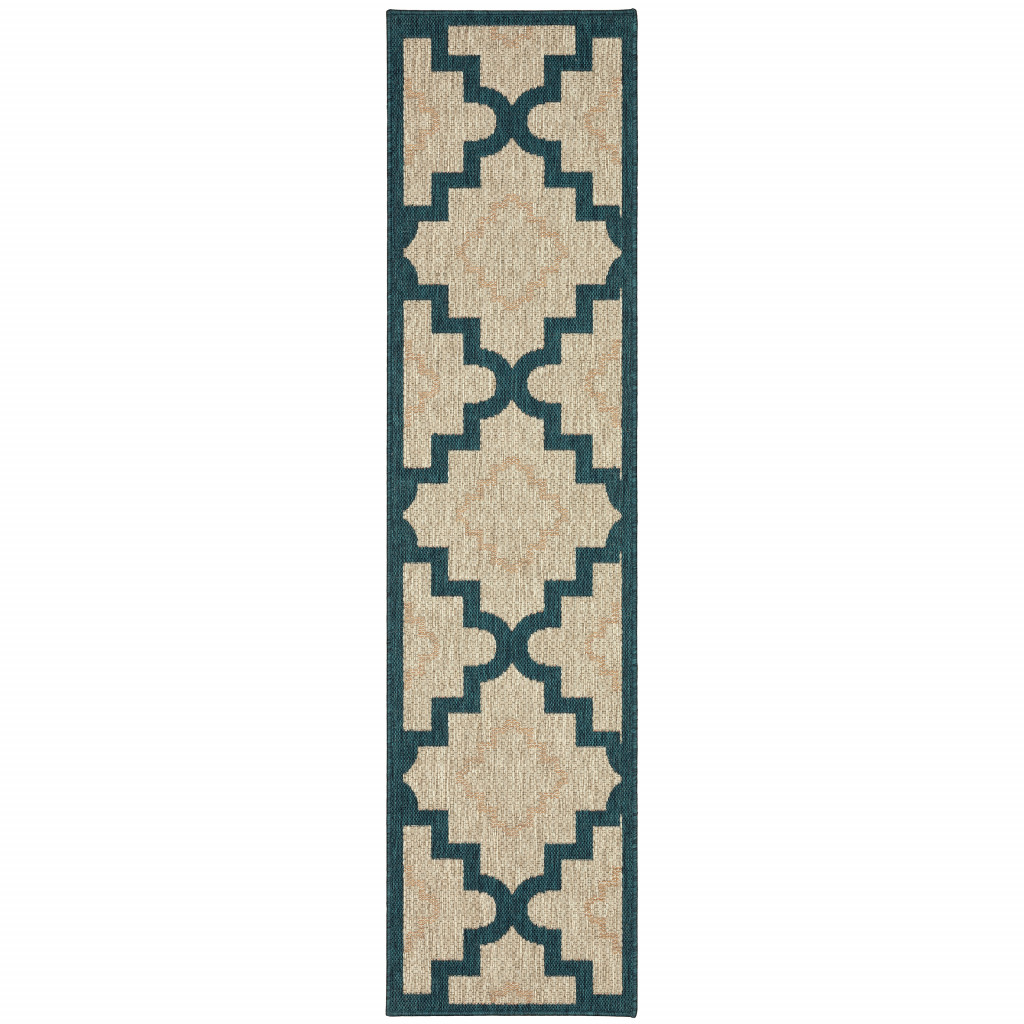 2 x 8 ft. Gray Geometric Stain Resistant Indoor & Outdoor Rectangle Area Rug - Gray - 2 x 8 ft.