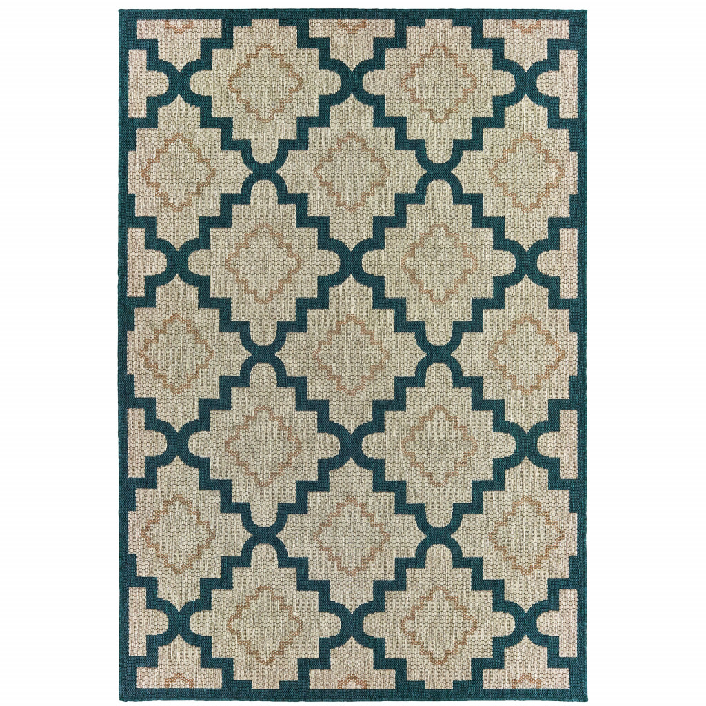 8 x 10 ft. Gray Geometric Stain Resistant Indoor & Outdoor Rectangle Area Rug