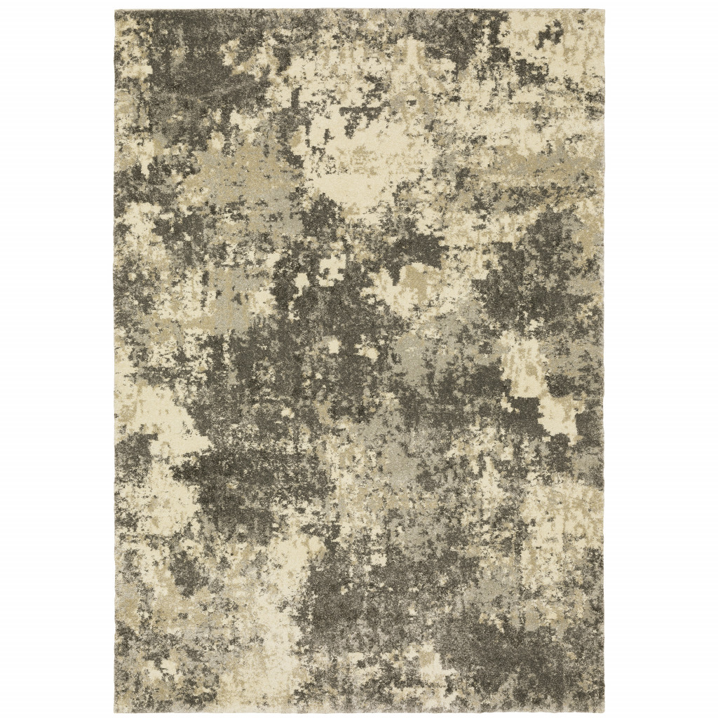 6 x 9 ft. Charcoal Gray Beige & Tan Abstract Power Loom Stain Resistant Rectangle Area Rug