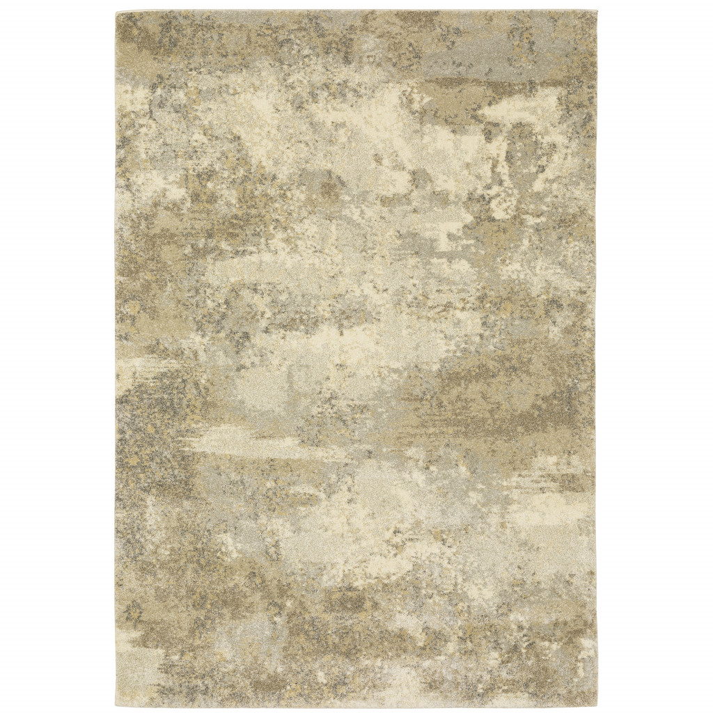 10 x 13 ft. Beige Gray Tan & Gold Abstract Power Loom Stain Resistant Rectangle Area Rug